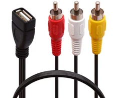 Usb į 3 rca kabelis, usb 2.0 female į 3 rca male video av vaizdo kameros adapterio kabelis, skirtas tv pc dvd (1.5 metro)