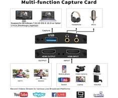 Vaizdo plokštė Vaizdo įrašymo plokštė Full Hd 1080p 60fps vaizdo įrašymas 4k Hdmi Loop-out vaizdo įrašymo plokštė transliacijoms Usb 3.0 audio, žaidimų plokštės įrašytuvas su vaizdo žaidimų tiesioginėmis transliacijomis kamerai Pc Obs
