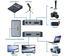 Vaizdo plokštė Ygitk vaizdo įrašymo plokštė 4k Hdmi į Usb 3.0 vaizdo įrašymo įrenginys, skirtas transliacijai ir žaidimams, suderinama su Ps5/XBOX One/switch, 4k60 Full Hd 1080p120hz