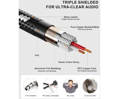 Vandesail Xlr kabelis 3m 2 vnt. mikrofono kabelis, visų ilgių nuo 15cm iki 30m, pintas nailoninis, nuo vyriško iki moteriško, Ofc ekranuotas subalansuotas mikrofono kabelis, 3 kontaktų mikrofono kabelis