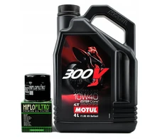 Variklio alyva Motul 300v 10w40 4t 4l ma2 + alyvos filtras Hiflo hf 138