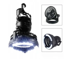 Ventiliatorius su baterijomis ir led lempa, skirtas kempingui