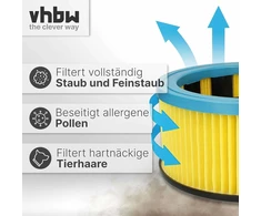 Vhbw klostuotas filtras, suderinamas su metabo as 1200, as 20 l, asa 1201, asa 1202, asa 32 l šlapio ir sauso valymo dulkių siurblio filtru, kasetinis filtras