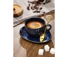 Vicrays Keraminių espresso kavos puodelių rinkinys, 120 ml, porcelianiniai espresso puodeliai su lėkštutėmis