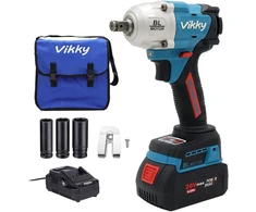 Vikky Bl500 20 V akumuliatorinis smūginis veržliasukis, 500 Nm sukimo momentas, keturi režimai, bešepetėlis variklis, led lemputė, 20 V 4.2 Ah akumuliatorius, 0-2400 aps/min, M12-m26 varžtams, 1.1kg, vienerių metų garantija