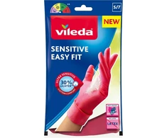 Vileda Sensitive Easy Fit, mažas dydis, 12 porų nitrilinių buitinių pirštinių, be latekso ir pudros, maksimalus jautrumas ir komfortas, lengva dėvėti, rožinės spalvos - mažas dydis