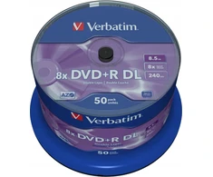 Vinilinė plokštelė Dvd+r dl verbatim 8,5 gb 50 vnt. (cake 50) didesnė talpa doublelayer