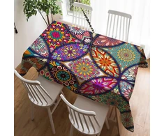 Violetpos staltiesė, lininė staltiesė, lengvai prižiūrima, skalbiama, atspari nešvarumams, stalo tekstilė, bohemiško stiliaus boho paisley raštas, indiškas mozaika, 140 x 180 cm