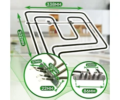 Viršutiniai kaitinimo elementai orkaitėms ir viryklėms 2200w 220v/240v su originaliu kodu 262900064 C00408866 482000004603, skirti Beko, Indesit, Whirlpool – 5 metų garantija – Onix Tech
