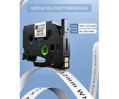 Vixic Tze-231 suderinama su Brother P-touch juostelėmis, 12 mm, balta, Tz juostelė, 12 mm, 0.47 Tze231, Aze231 P touch etikečių juostelė Brother etikečių spausdintuvui Ptouch H105 1010 H107 1000 1005 1280 D400 1250