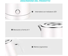 Voltix elektrinis virdulys, nerūdijantis plienas, 0.5 l, 600 W, nešiojamas virdulys - mažas virdulys, idealus namams, biurui ir kelionėms, be Bpa (baltas)