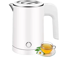 Voltix elektrinis virdulys, nerūdijantis plienas, 0.5 l, 600 W, nešiojamas virdulys - mažas virdulys, idealus namams, biurui ir kelionėms, be Bpa (baltas)