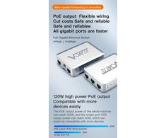Vonets pramoninis 5 prievadų Poe Gigabitinis jungiklis Gigabit Ethernet tinklo jungiklis Ethernet Rj45 skirstytuvas 10/100/1000m 4 Poe +1 Uplink Plug &amp; Play metalinis dizainas universalus tinklo įrenginiams Vsp500