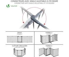 Vounot metalinė židinio apsauga, 5 elementų, su apsaugos durelėmis, sulankstoma konfigūracija, su montavimo rinkiniu, juoda, 300 x 75 cm