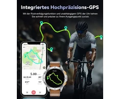 Vyriškas Gps išmanusis laikrodis su Led žibintuvėliu, 1.43 colio amoled ekranas, fitneso laikrodis su 530 mah talpos baterija, širdies ritmo/žingsniamačiu/kompasu/altimetru, 5 atm atsparumas vandeniui, 170+ sporto režimų, skirtas ios/android