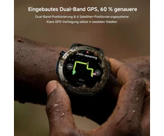 Vyriškas išmanusis laikrodis su gps, kompasu, barometro spauda, altimetru, 1.43 colio amoled ekranu, 170+ sporto režimų