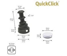 Wagner Quickclick® baldų kojelės apverčiamos vilnos veltinio + plastiko - 8 dalių rinkinys, skirtos įstatyti į apvalius vamzdžius - duo - vidinis skersmuo 12 mm / išorinis skersmuo 16 mm - pagaminta vokietijoje - 15832000