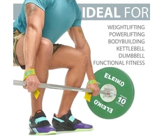 Warm body cold mind v1 kėlimo dirželiai olimpiniam sunkumų kilnojimui, išbandyti su 300 kg, kėlimo dirželiai jėgos treniruotėms, fitnesui, kultūrizmui, riešo įvyniojimai, sunkumų kilnojimas, crossfit, sporto salė (geltona/mėlyna)
