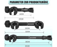 Warmfay juodas rėmo laikiklis 3 dalių ilgio 25 cm + 32 cm + 45 cm, rakinamas rato rėmo laikiklis, skirtas u formos vamzdžiui: skersmuo 2,5–3,0 cm, universalus pakaitinis dviračio laikiklis visiems standartiniams