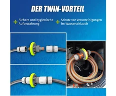 Watertwin kemperio vandens bako adapteris, karavano užpildymo antgalio priedai, vandens bako dangtelis su dviguba gardena jungtimi (adapteris bako dangteliui 3 kontaktų d:68)