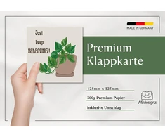 Wbdesignz motyvacinė kortelė "just Keep Beleafing!" - juokinga kortelė su augalu - pasveik greičiau, egzaminui, pasveikimo - kvadratinė - 300 gsm aukščiausios kokybės atvirukas draugams ir šeimai