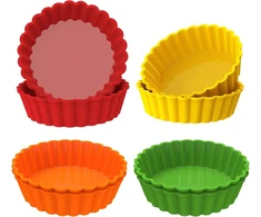 Webake silikoninės mini tartaletės formelės 8 vnt. 10 cm tartaletėms, kišo formelės, mažos apvalios tortų formelės tartaletėms, kišams, pyragams