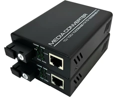Weishuo Gigabit Ethernet medijos keitiklis Singlemode Sc siųstuvas-imtuvas šviesolaidinis keitiklis 10/100/1000m Rj45 su dviem europiniais maitinimo adapteriais, 2 vnt.