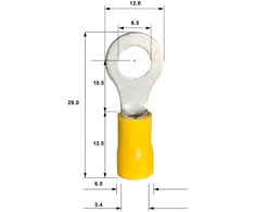 Weltiessmarttools 10 izoliuotų žiedinių kabelių antgalių M6 geltoni izoliuoti užspaudžiami jungikliai žiedinis užspaudžiamas jungiklis iš dalies izoliuotas 4–6 mm² kabeliui, skirtas automobiliams ir elektros prietaisams