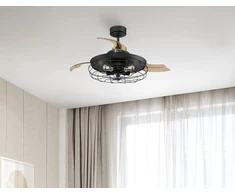 Westinghouse Lighting Dunlin 105cm led lubų ventiliatorius su apšvietimu ir nuotoliniu valdymu, matinis juodas, su gaubto gaubtu ir ištraukiamais sparnais