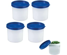 Westmark 4 prieskoninių žolelių / šaldymo indai su dangteliu, talpa 200 ml kiekvienas, sukraunami plastikiniai trio spalvos skaidrūs/mėlyni 25842270 prieskoninių žolelių stiklainiai 0,2 l