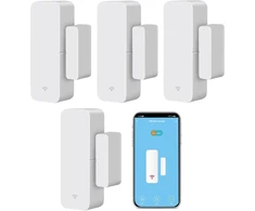 Wifi durų jutiklis langų detektorius: išmanusis langų kontaktinis jutiklis, belaidis magnetinis durų atidarymo detektorius su nemokamais pranešimais, suderinamas su Alexa Google Assistant (4 vnt.)