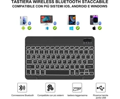 Winchking dėklas su klaviatūra, skirtas ipad 9/7/8 kartai, ipad air3, ipad pro10.5, 7 spalvų apšviesta klaviatūra, 10.2 colių, su rašiklio laikikliu, itališka bluetooth klaviatūra (juoda)