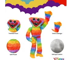 Wiztex Hacki Backi minkštas žaislas, 40 cm vaivorykštės spalvų minkštas ir juokingas pliušinis žaislas, dešrainio monstro siaubo pliušinis žaislas paaugliams ir žaidimų gerbėjams