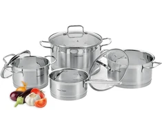 WMF Proficook Pc-kts 1224 indukcinis puodų rinkinys, 7 dalys, tinka visų tipų viryklėms, indukcinėms, elektrinėms, keraminėms halogeninėms ir dujinėms viryklėms, nerūdijančio plieno puodų rinkinys su dangčiu, vidinė skalė