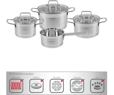 WMF Proficook Pc-kts 1224 indukcinis puodų rinkinys, 7 dalys, tinka visų tipų viryklėms, indukcinėms, elektrinėms, keraminėms halogeninėms ir dujinėms viryklėms, nerūdijančio plieno puodų rinkinys su dangčiu, vidinė skalė