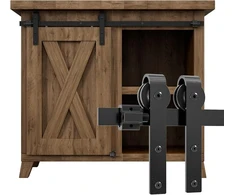 TV staliukas Wolfbird 152 cm / 5 pėdų bėgelio super mini stumdomų durų furnitūros rinkinys vienoms durims, mažai spintelei, naudojamas Tv staliukui (be spintelės)