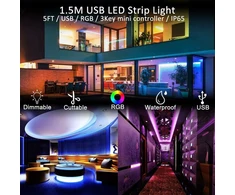 Wowled Rgb Usb televizoriaus apšvietimas 1,5 m 45 Led Rgb Led šviestuvas 5050 televizoriaus foninis apšvietimas įvairiaspalvis keičiamas virtuvės spintelės nuotaikos apšvietimas Dc 5v