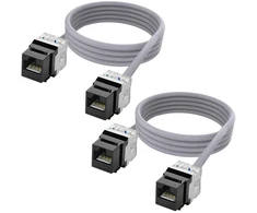 Xmsjsiy Cat 6a Keystone jungtis Ethernet kabelis Rj45 8p8c Keystone moteriška-moteriška lizdo tinklo ilgiklis Lan kabelis interneto kabelis maršrutizatoriui modemui Pc - 1.5 m / 4.9 ft 2 vnt. (keystone moteriška-moteriška