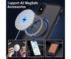 Xtcase dėklas, skirtas iphone x/xs, magnetinis, suderinamas su magsafe, matinis permatomas telefono dėklas, skirtas iphone x/xs, atsparus įbrėžimams pc galinis dangtelis + tpu rėmelis - juodas