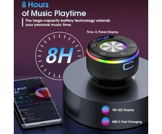 Kompiuterio kolonėlės Xuevcn bluetooth garsiakalbis dušui, mažas muzikos grotuvas su šviesos efektais, ip67 atsparus vandeniui, nešiojamas bluetooth garsiakalbis su dirželiu, tinkama dovana mergaitėms ir berniukams