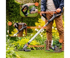 Yard Force 12v Iflex Lt F23 akumuliatorinis žoliapjovė su 4.0 Ah ličio jonų akumuliatoriumi, 23 cm pjovimo plotis, 160 cm ilgis su rankena, šepetėlinis variklis