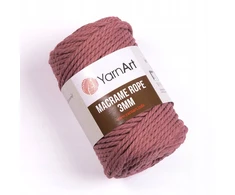 Yarnart Macrame Rope 3mm 63m - Rožinis medvilnės ir viskozės siūlas