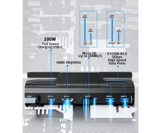 Yce dokstotelė, skirta Steam Deck 6-in-1 Usb šakotuvas su Hdmi 1.4, 2 Usb 3.0 prievadais, 1000 Mbps, Usb-c 100w Pd, Vga Steam Deck priedai, skirti Valve Steam Deck/rog Ally/switch/legion Go