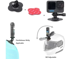 Yeholding lankstus lipnus laikiklis šalmo laikiklis lipnūs priedai, skirti Insta360 X5 X4, X3, X2, Ace Pro, Ace, veiksmo kameros laikiklio priedai, suderinami su Gopro Hero, Sjcam, panoraminiu fotoaparatu (2 vnt.)