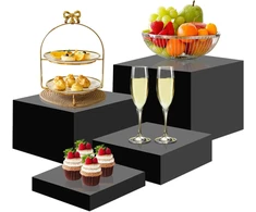 Yumsur 12.7 cm, 15.2 cm, 17.8 cm, 19.8 cm akrilinis bufeto stovas, 4 dalių maisto stovas, keksiukų, maisto ekspozicinis stovas bufetui/vestuvėms/eilei/gimtadienio vakarėliui