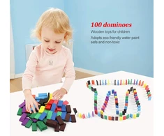 Zerodis vaikiškas medinių žaislų rinkinys 100 dalių medinių domino rinkinys lenktyninis žaislas klasikinis skaičių stalo žaidimas kūdikių lavinamasis žaislas vaikams