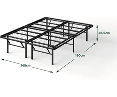 Zinus 35cm itin tvirtas smartbase grotelių pagrindas | metalinis platformos pagrindas | lengvai surenkamas | vieta daiktams po lova | 140 x 190 cm | juodas