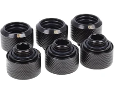 Alphacool Jungčių rinkinys 1/4" - 16/10mm, juodas, 6 vnt. (17379)