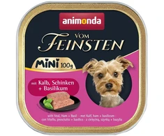 Basil ANIMONDA Vom Feinsten Adult Mini veršiena, kumpis ir bazilikas - šlapias šunų maistas - 100g