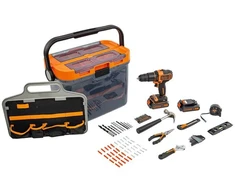 Black &amp; Decker Juodas &amp; Decker Akumuliatorinis smūginis gręžtuvas-suktuvas BCKSB04, 18 voltų (oranžinė/juoda, 2 x ličio jonų akumuliatoriai po 1,5 Ah, laikymo dėžė, 78 dalių priedų rinkinys)